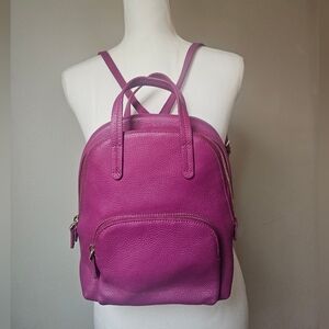 NWT Coccinelle Dione Backpack In Fuchsia Italian Leather